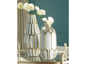 Mohsen Gold/White Vase (Set of 2) (Online Special Price) - Ornate Home
