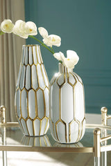 Mohsen Gold/White Vase (Set of 2) (Online Special Price) - Ornate Home