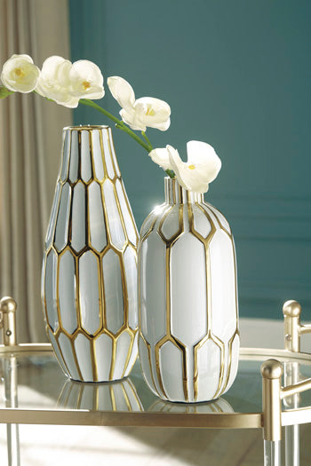 Mohsen Gold/White Vase (Set of 2) (Online Special Price) - Ornate Home