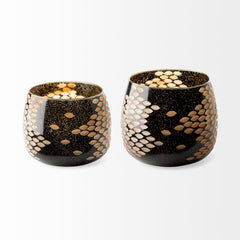 Mojave Black/Gold Small Detail Glass Vase - Ornate Home