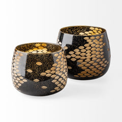 Mojave Black/Gold Small Detail Glass Vase - Ornate Home