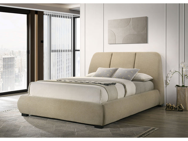 Mokena Light Brown 46-inch Upholstered Queen Platform Bed - Ornate Home