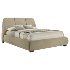 Mokena Light Brown 46-inch Upholstered Queen Platform Bed - Ornate Home