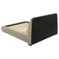 Mokena Light Brown 46-inch Upholstered Queen Platform Bed - Ornate Home