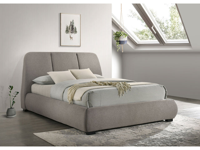 Mokena Taupe 46-inch Upholstered Queen Platform Bed - Ornate Home