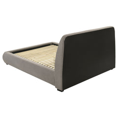Mokena Taupe 46-inch Upholstered Queen Platform Bed - Ornate Home