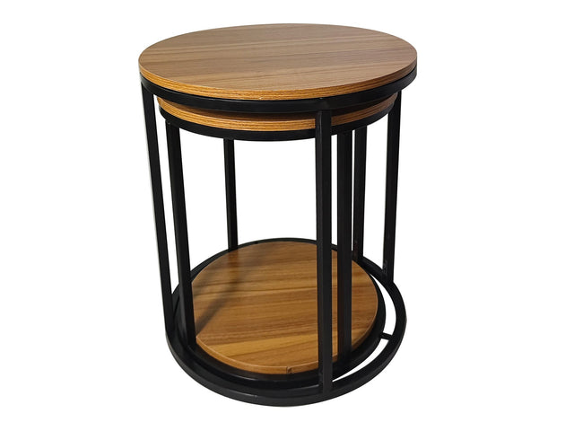 Mollie Natural/Black Nesting Tables (Set of 2) - Ornate Home