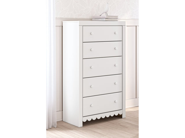 Mollviney White Chest of Drawers - Ornate Home