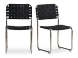 Moma Black Leather Stainless Steel Dining Chair  (Set of 2) - Ornate Home