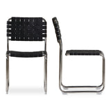 Moma Black Leather Stainless Steel Dining Chair  (Set of 2) - Ornate Home