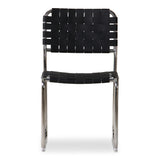 Moma Black Leather Stainless Steel Dining Chair  (Set of 2) - Ornate Home