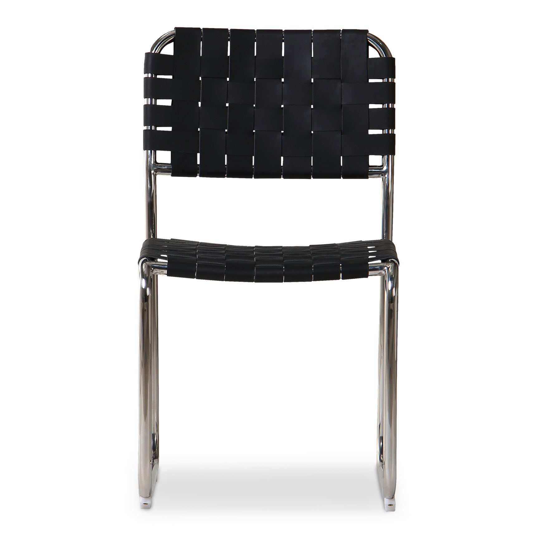 Moma Black Leather Stainless Steel Dining Chair  (Set of 2) - Ornate Home