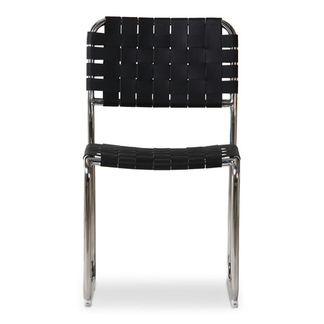 Moma Black Leather Stainless Steel Dining Chair  (Set of 2) - Ornate Home