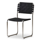 Moma Black Leather Stainless Steel Dining Chair  (Set of 2) - Ornate Home