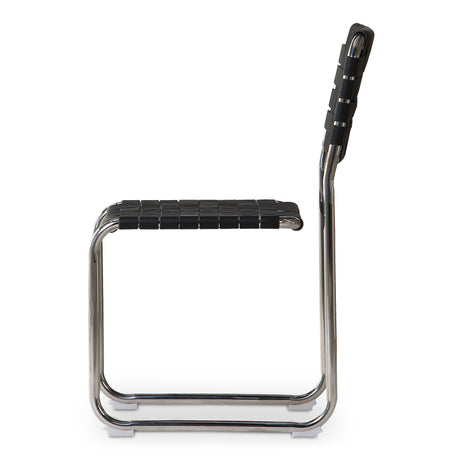 Moma Black Leather Stainless Steel Dining Chair  (Set of 2) - Ornate Home