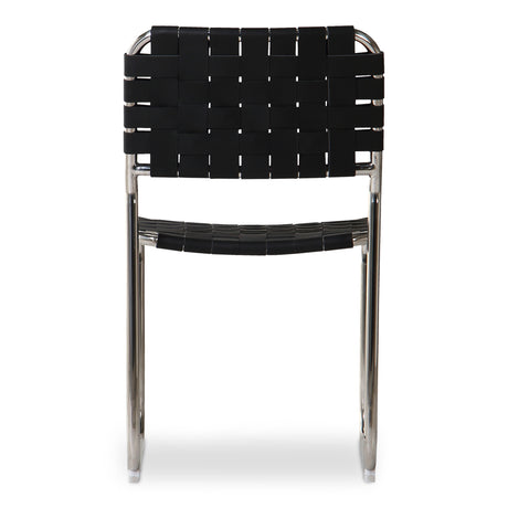 Moma Black Leather Stainless Steel Dining Chair  (Set of 2) - Ornate Home
