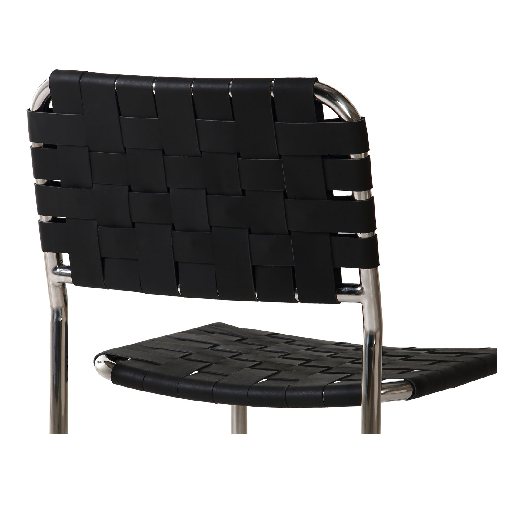 Moma Black Leather Stainless Steel Dining Chair  (Set of 2) - Ornate Home