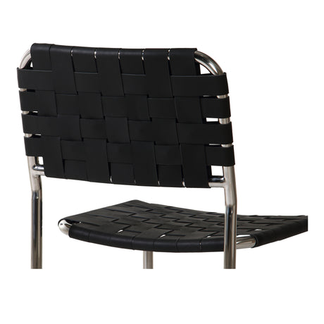 Moma Black Leather Stainless Steel Dining Chair  (Set of 2) - Ornate Home