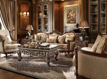Monaco Elite Antique Brown 3-Pc Living Room Set  / HD-92-SSET3 - Ornate Home