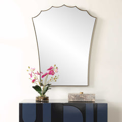 Monarch Brass Scalloped Arched Vanity Mirror - Ornate Home