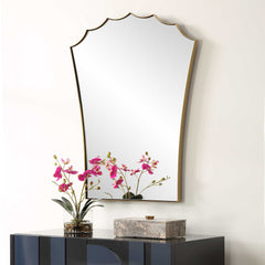 Monarch Brass Scalloped Arched Vanity Mirror - Ornate Home