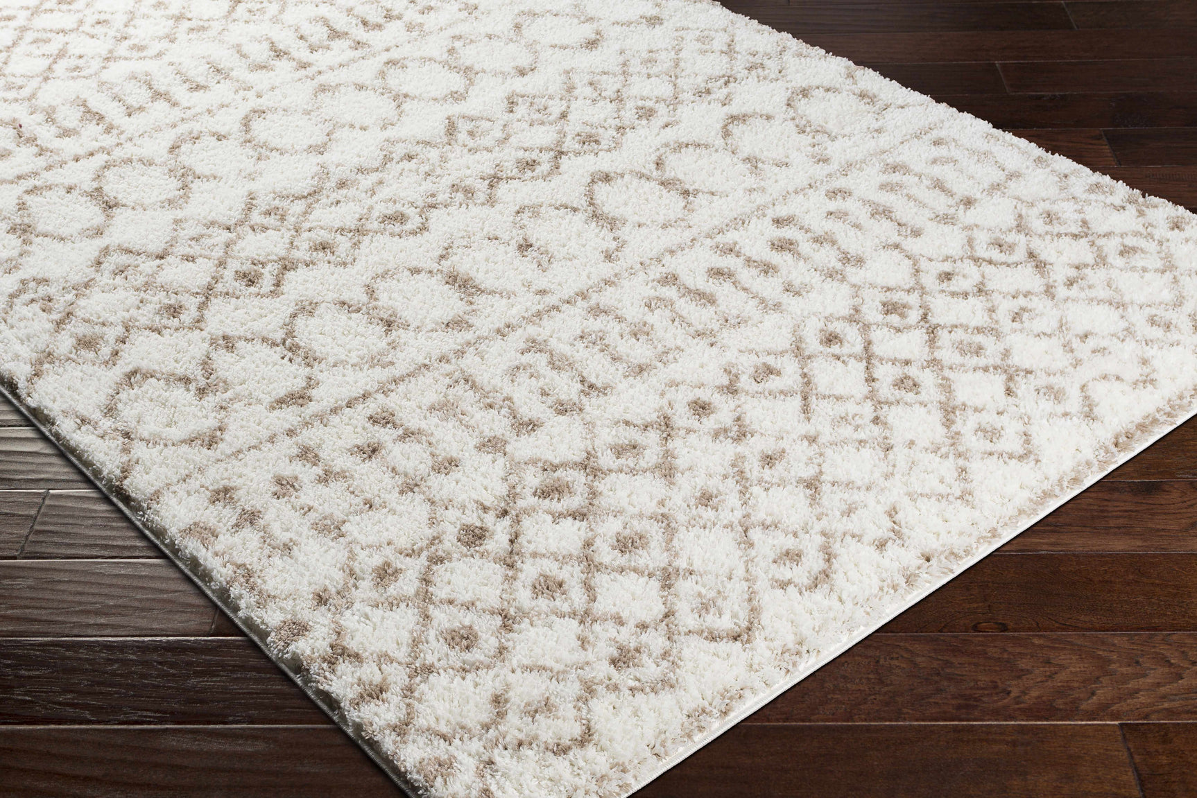 Monarch Cream&Tan Trellis Plush Rug - Ornate Home