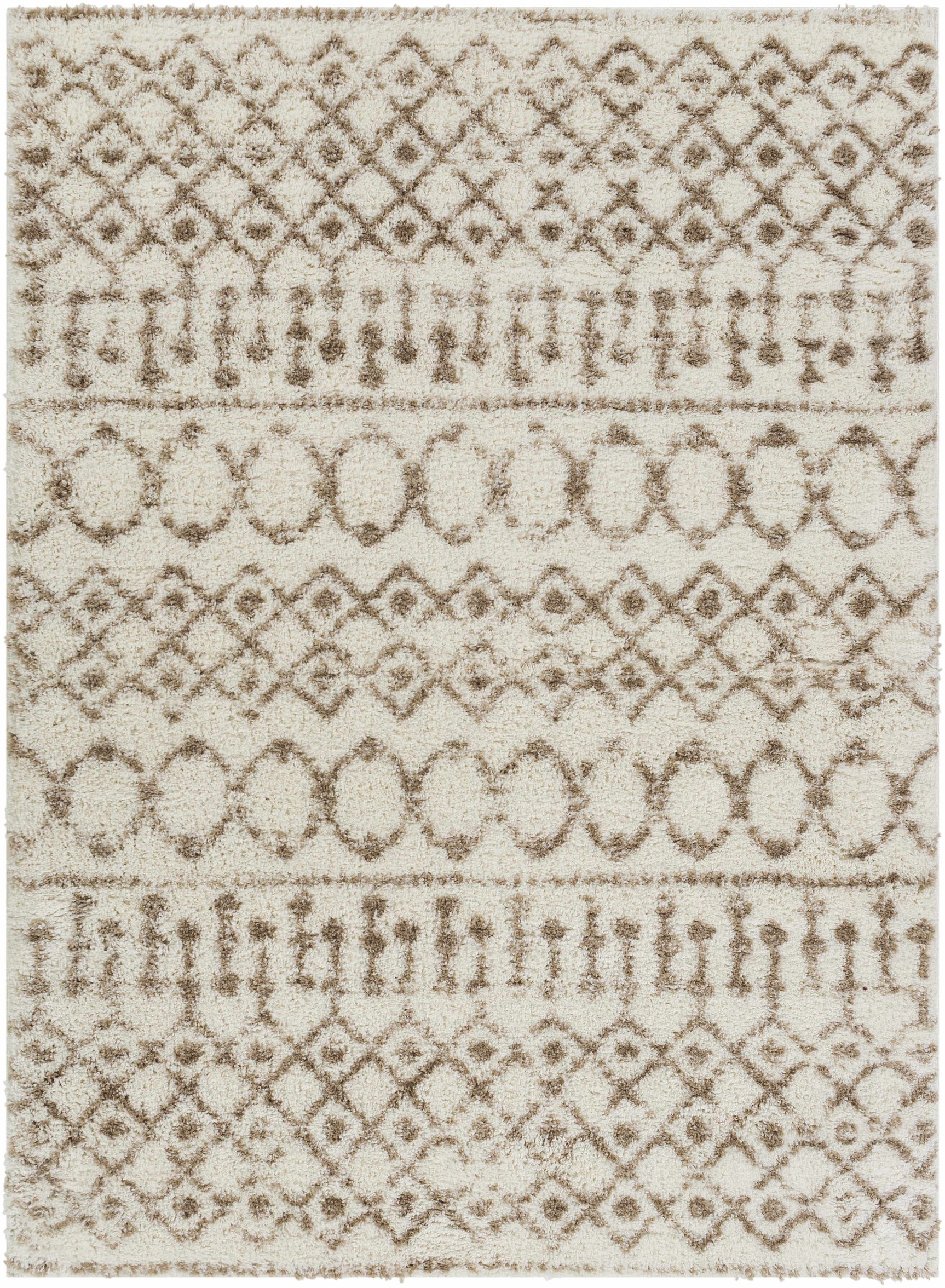 Monarch Cream&Tan Trellis Plush Rug - Ornate Home