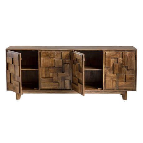 Mondrian Brown Four-Door Sideboard - Ornate Home