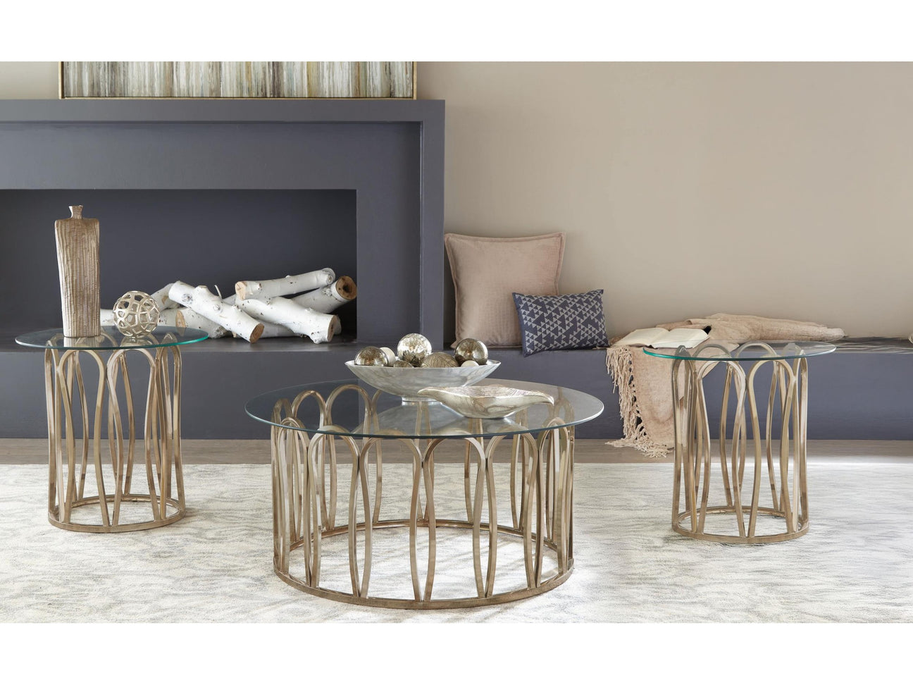 Monett Chocolate Chrome 3-piece Coffee and End Table Set - Ornate Home