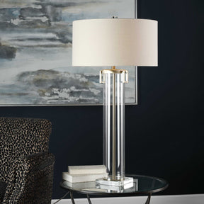 Monette Nickel Tall Cylinder Lamp - Ornate Home