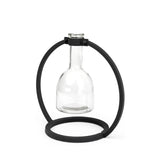 Monica Black Short Metal Glass Bottle Vase - Ornate Home