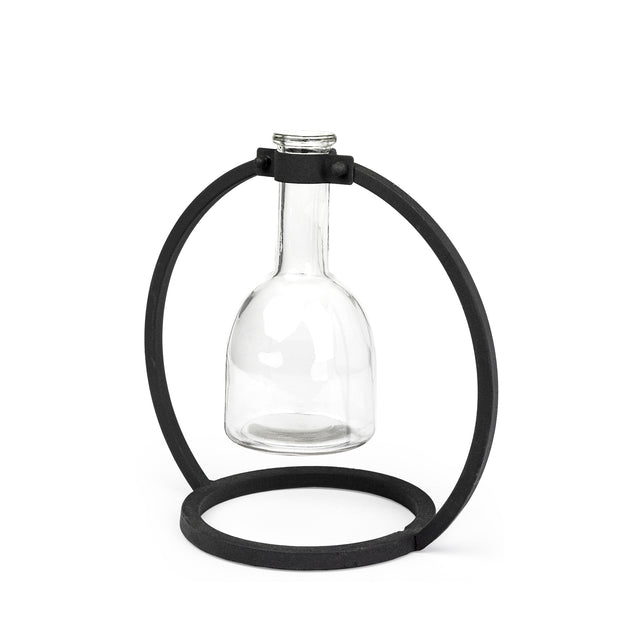 Monica Black Short Metal Glass Bottle Vase - Ornate Home