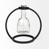 Monica Black Short Metal Glass Bottle Vase - Ornate Home
