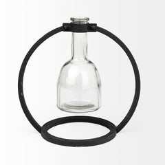 Monica Black Short Metal Glass Bottle Vase