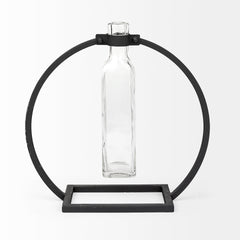 Monica Black Tall Metal Glass Bottle Vase