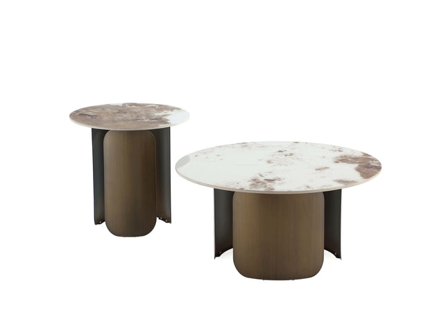 Monica Coffee Table and End Table in Gold (set of 2) - Ornate Home