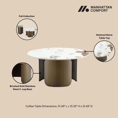 Monica Coffee Table and End Table in Gold (set of 2) - Ornate Home