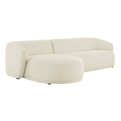 Monica Cream 2 Piece Left Facing Boucle Fabric Modular Sofa with Chaise - Ornate Home
