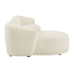 Monica Cream 2 Piece Left Facing Boucle Fabric Modular Sofa with Chaise - Ornate Home