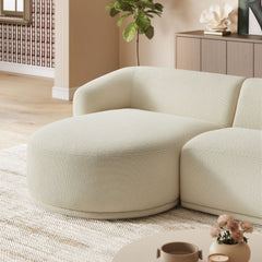 Monica Cream 2 Piece Left Facing Boucle Fabric Modular Sofa with Chaise - Ornate Home