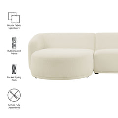 Monica Cream 2 Piece Left Facing Boucle Fabric Modular Sofa with Chaise - Ornate Home
