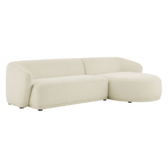 Monica Cream 2 Piece Right Facing Boucle Fabric Modular Sofa with Chaise - Ornate Home