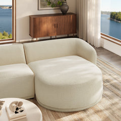 Monica Cream 2 Piece Right Facing Boucle Fabric Modular Sofa with Chaise - Ornate Home