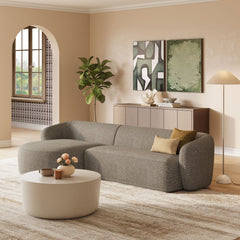 Monica Earth 2 Piece Left Facing Boucle Fabric Modular Sofa with Chaise - Ornate Home