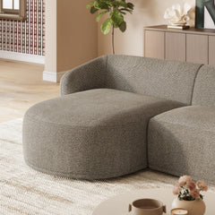 Monica Earth 2 Piece Left Facing Boucle Fabric Modular Sofa with Chaise - Ornate Home