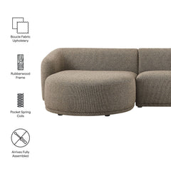Monica Earth 2 Piece Left Facing Boucle Fabric Modular Sofa with Chaise - Ornate Home