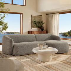 Monica Earth 2 Piece Right Facing Boucle Fabric Modular Sofa with Chaise - Ornate Home