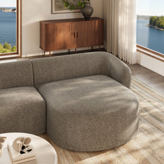 Monica Earth 2 Piece Right Facing Boucle Fabric Modular Sofa with Chaise - Ornate Home
