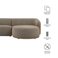 Monica Earth 2 Piece Right Facing Boucle Fabric Modular Sofa with Chaise - Ornate Home
