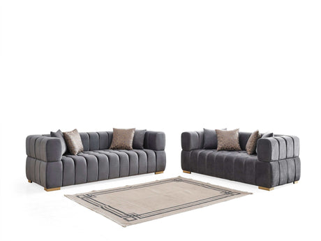 Monica Gray Velvet Living Room Set - Ornate Home